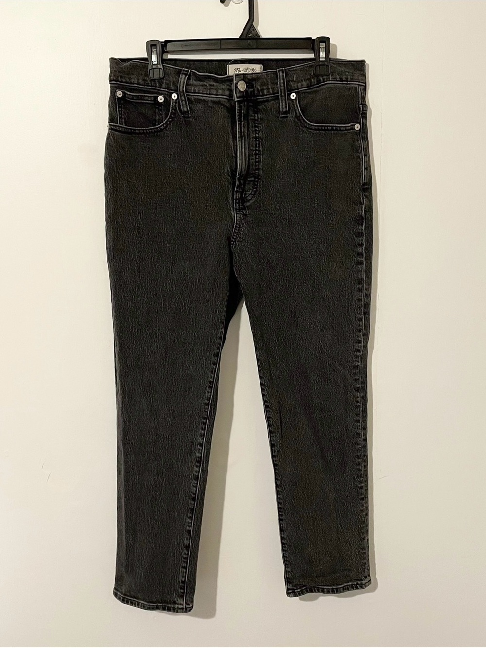 Madewell The Perfect Vintage Jean Black Denim Jeans Straight Leg Size 30